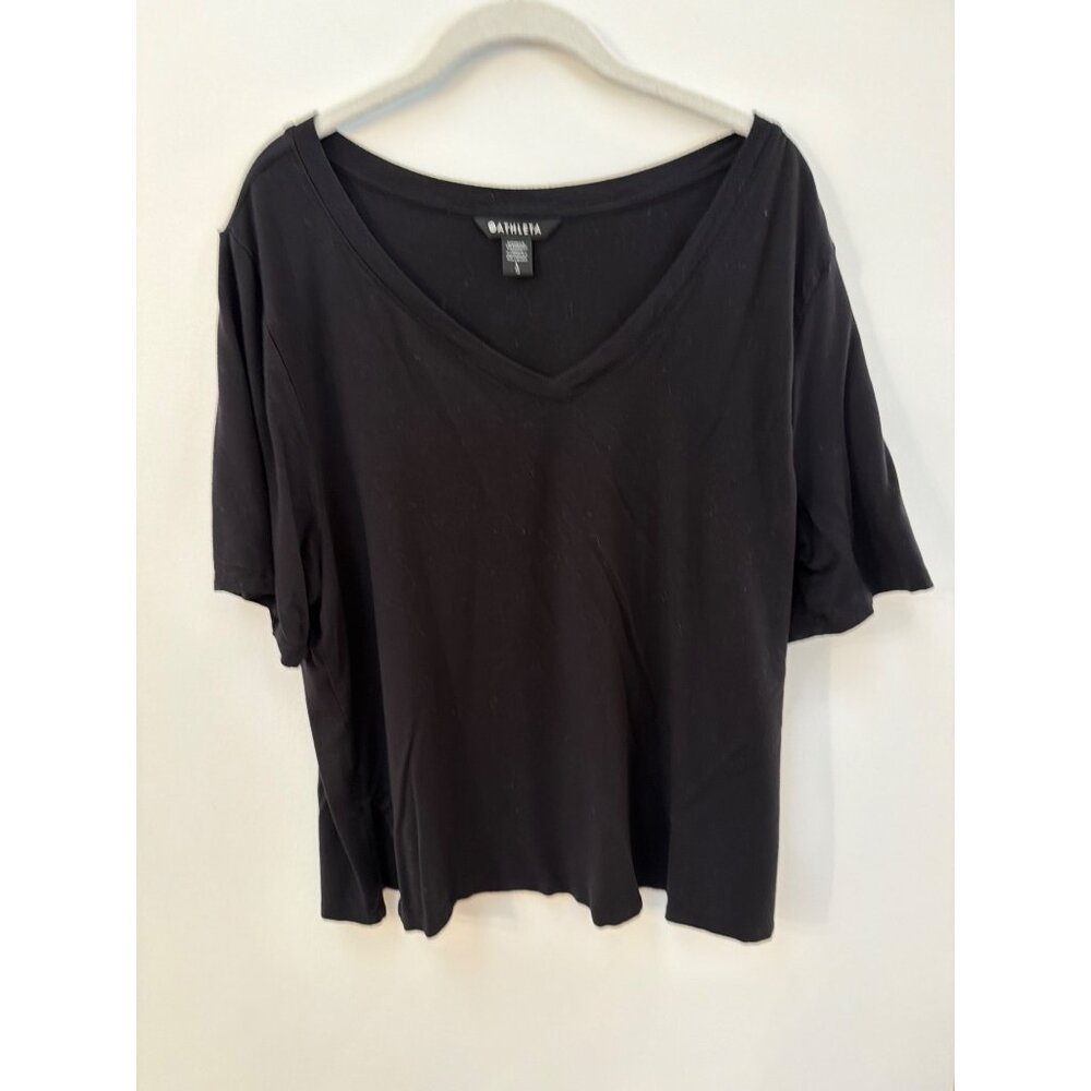 Athleta Womens Black V-Neck Nighttime Bliss T-Shirt Size L